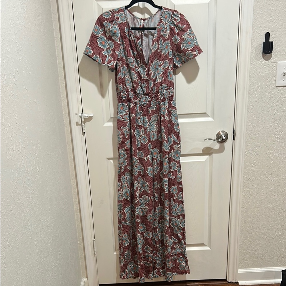 Floral Jumpsuit in Red and Blue